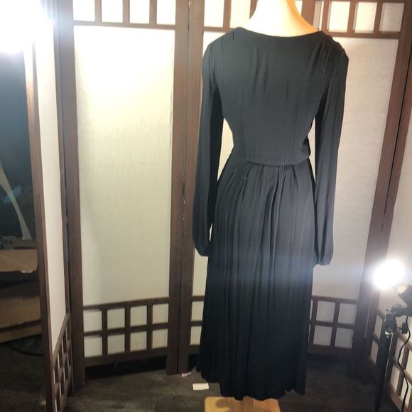 Free People Black Flowing Wednesday Addams Dress Deep V Neck Hocus Pocus Sz 2 - Picture 10 of 16